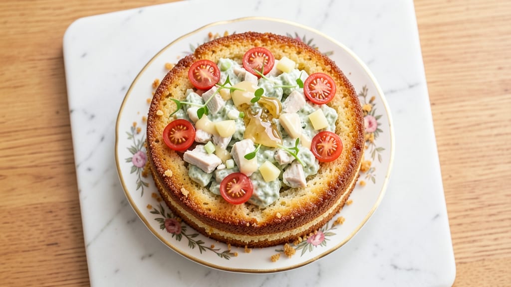 Chicken Salad Chick Cake Recipe: Cakey Layers With Crunchy Herb Topping