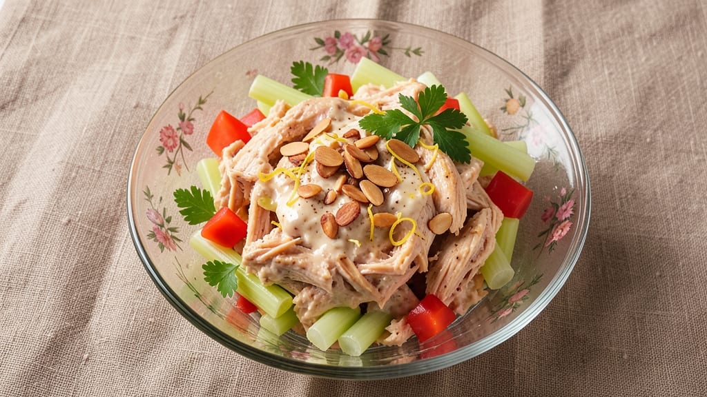 Chick Classic Carol Copycat Chicken Salad Recipe: Crunchy Herb Crown Over Melty Cheddar Swirls