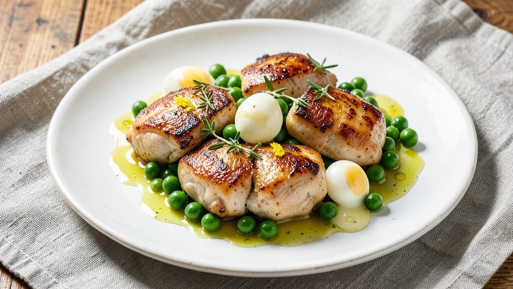 Chicken With Green Peas and Quail Eggs Recipe: Bright Spring Plate in 25 Minutes