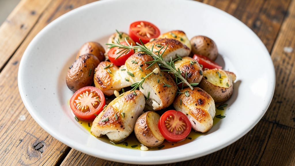 Jamie Oliver's Chicken, Potatoes, and Tomato Recipe: One-Pan Herb-Crusted Harmony