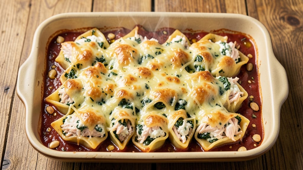 Maggiano's Chicken and Spinach Manicotti Copycat Recipe: Baked Pasta Layers With Herb-Crusted Cheese Pulls